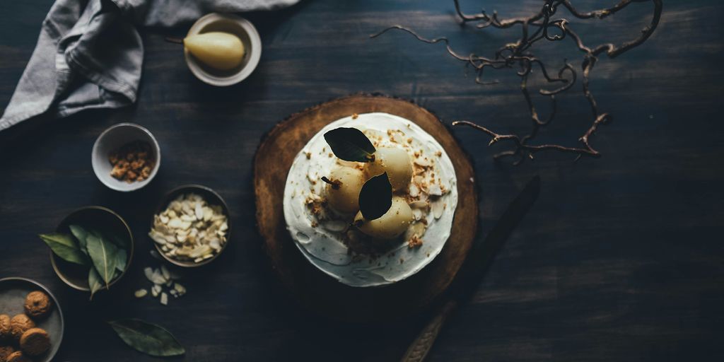 white and brown dish on brown plate