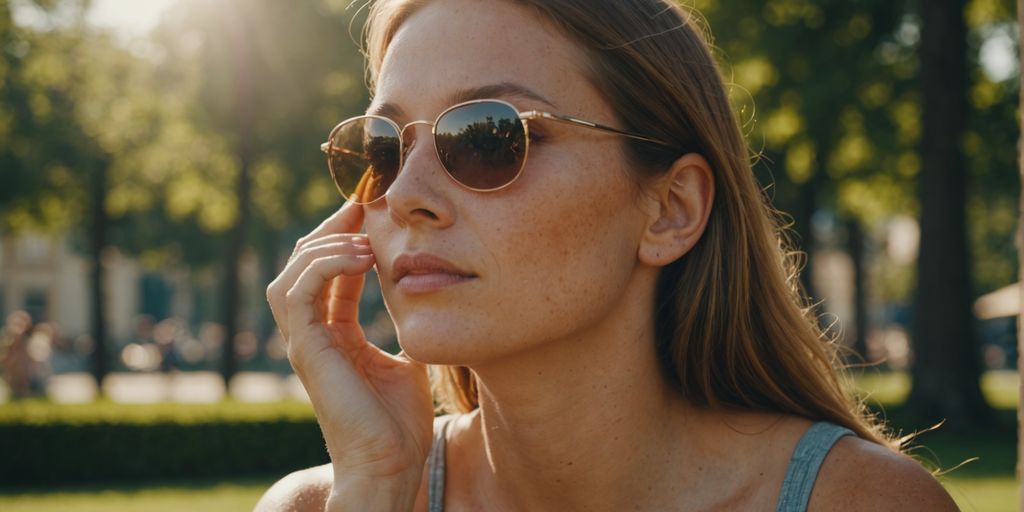 Woman applying sunscreen to protect her skin from sun.