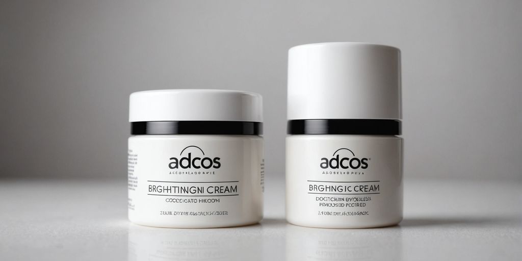 Adcos brightening cream tube on a white background.