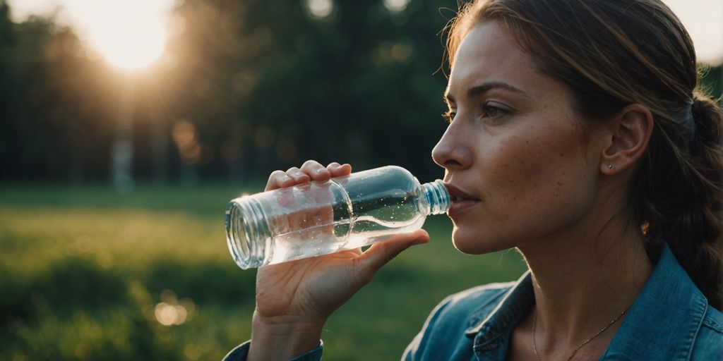 Woman drinking water, glowing skin, different climates.