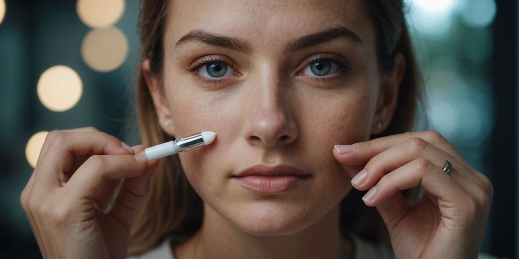 Close-up of woman treating under-eye dark circles and puffiness